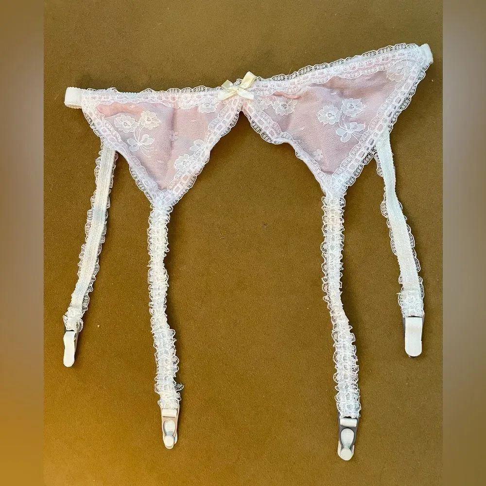Vintage Alana Gale Garter Belt Lace Trim Pink S